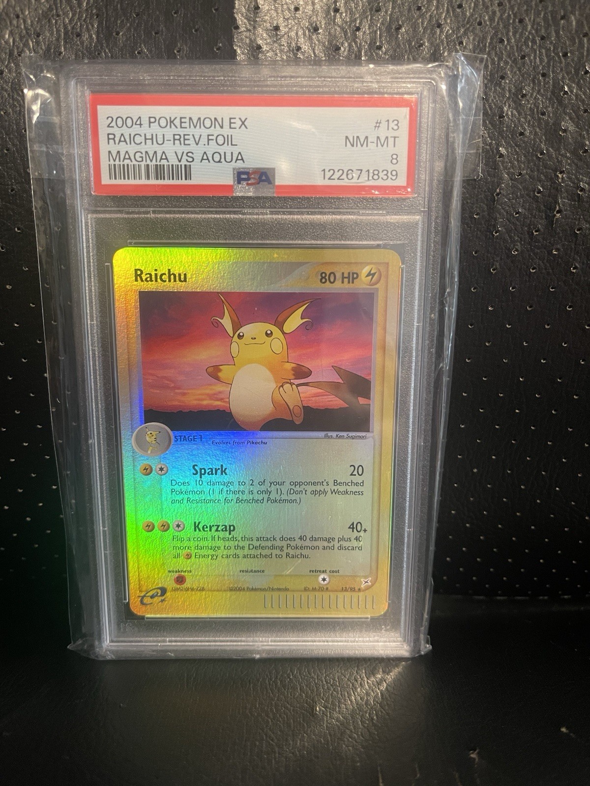 Raichu 13/95 PSA 8 Reverse Holo Rare 2004 Ex Team Magma vs Team Aqua