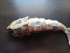 Vintage Mother of Pearl Mexican Articulated Fish Bottle Opener