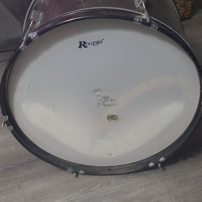 Rogers Kick Bass Drum Burgundy Wine Red Finish w/ Logo Front Head Port Hole