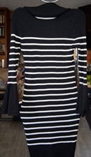 Calvin Klein  Black and White Long Sleeve Sweater Dress Size Large
