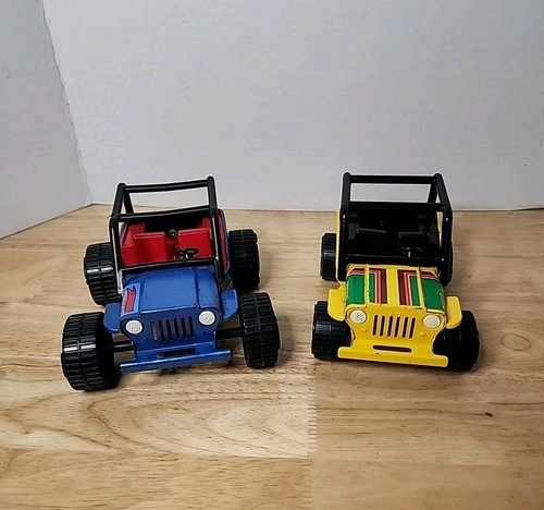 Tonka Ranger Blue Jeep & Yellow Jeep With Roll Bars Pressed Steel Toy Cars