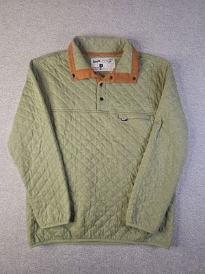  Rock Monkey Quilted Pullover Mens Medium Snap T Jacket Sweater Green Orange