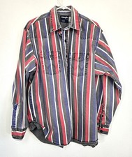 Vintage Wrangler Brushpopper Shirt 17 1/2 x 36 striped x long tails usa made #2