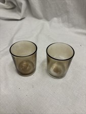 Vintage CLEAR  BROWN VOTIVE CUP,  FREE STANDING 4" PAIR, J19