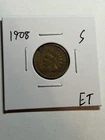 1908-S INDIAN HEAD CENT XF DETAIL KEY DATE