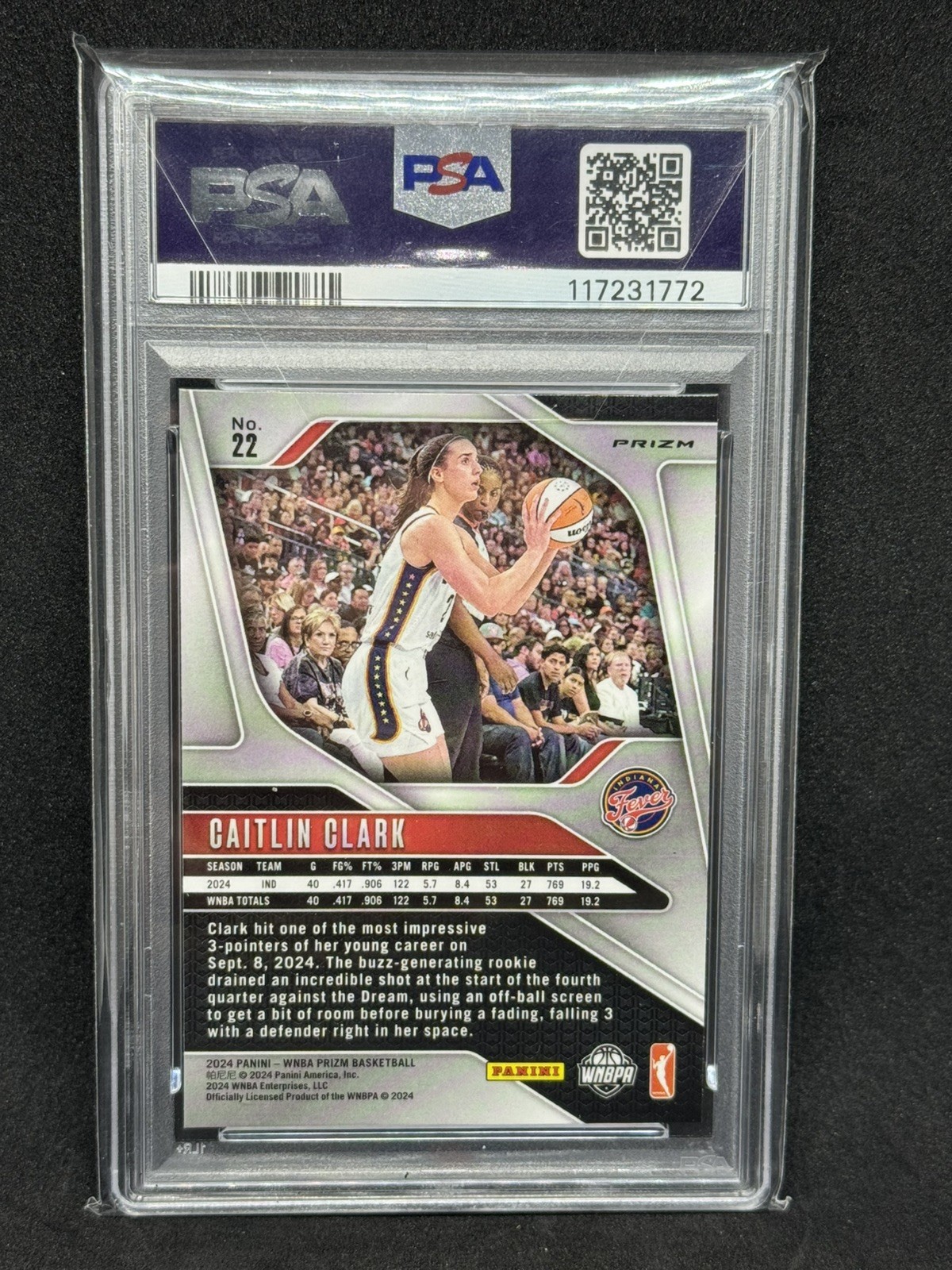 Panini Prizm WNBA Caitlin Clark #22 Ice Prizm Rookie Card PSA 9 Indiana Fever Rc view 2