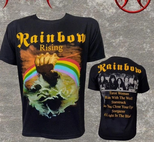 Rainbow Rising T-Shirt 2 sided Black Short Sleeve tee Men Women tee