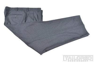 ZANELLA Bennett Solid Gray 100% Wool Mens Luxury Pants Trousers - 40