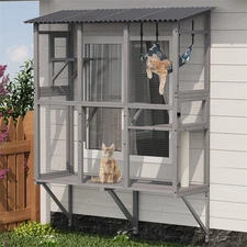 Large Walk-In Catio with Roof 3 Access Doors Indoor/Outdoor Cat Enclosure