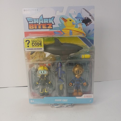 #ad #ad Roblox DevSeries Shark Bite 2 Shark Cage Figure Set W Exclusive Virtual Code NIB $18.36