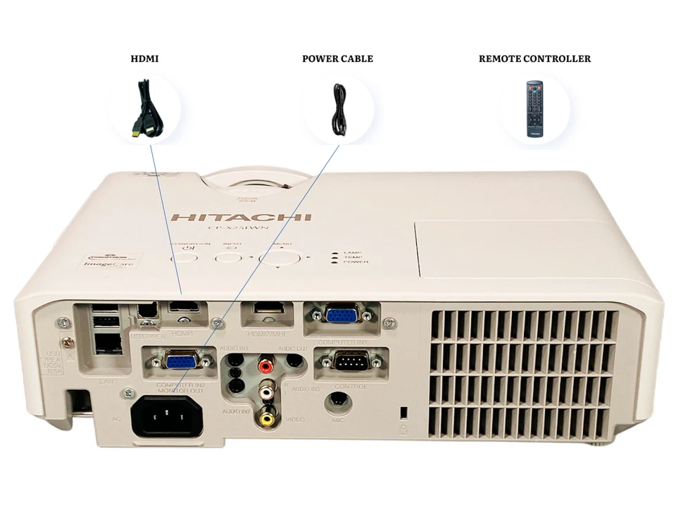 Hitachi CP-X25LWN 3LCD Projector 2700 ANSI Home Theater 4k HDMI w/Bundle - Image 4 of 4