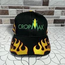 Vintage Hat Mens Adjustable CropMax Black Flames Vitronic Brand 100% Cotton NWOT