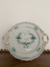 Meissen exklusives Tablett mit zwei Handhaben Indisch gr&uuml;n mit Goldstaffage TOP!