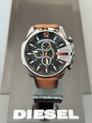 Diesel DZ4343 Mega Chief Men's Black Dial Brown Leather Quartz Watch  59x51mm 698615103447|