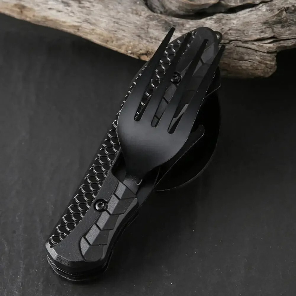 12-in-1 Multitool Knife with Spoon Fork Bottle Opener for Camping Survival