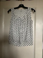 Loft NWOT  white and navy dots top XS