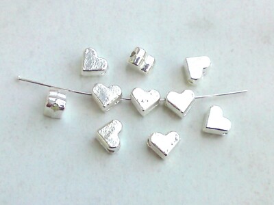 20x Metall Perlen Herz 6mm Spacer Zwischenperlen Hellsilber Schmuck Deko Basteln