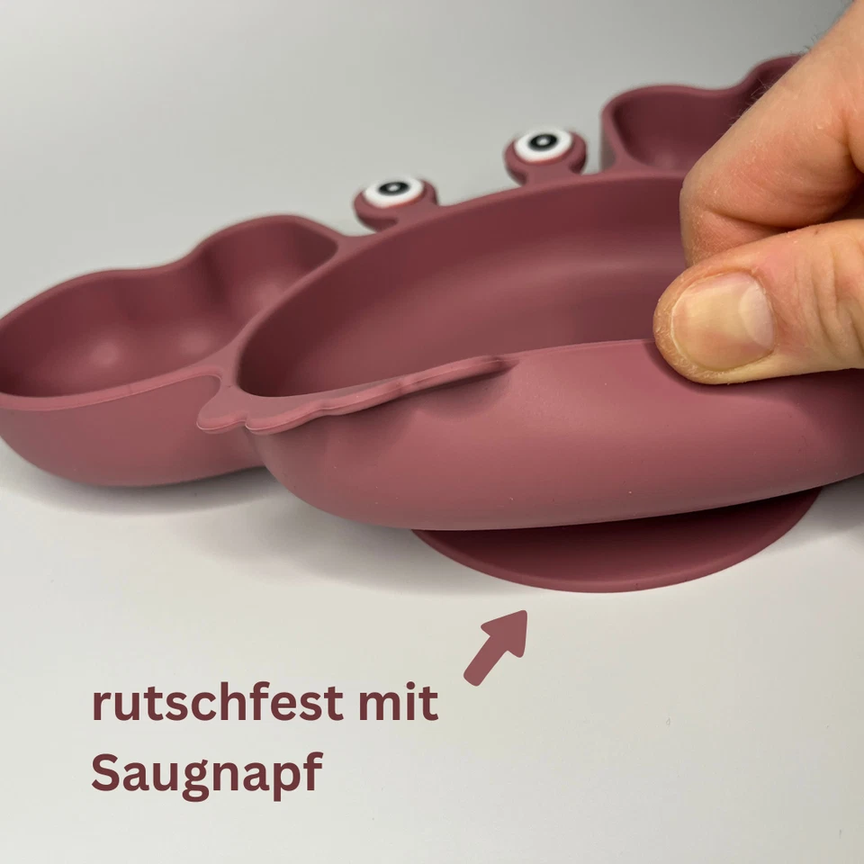 Baby Geschirrset mit Saugnapf Silikon BPA-Frei 6 Tlg. Essen Set Junge & Mädchen - Bild 2 von 4