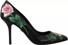 DOLCE & GABBANA Black Leather Roses High Heels Pumps Shoes EU35 / US4.5 RRP $900