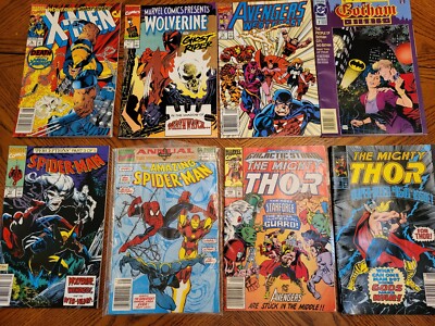 8 Marvel & DC Comics Set The Mighty Thor #450, Gotham Nights, Spider Man, X-Men