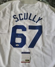 VIN SCULLY AUTOGRAPHED SIGNED LA DODGERS #67 JERSEY RARE SILVER PEN COA PSA/DNA