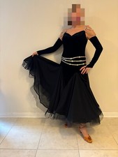 Women's smooth black ball gown- custom made -- fits 8-10-12 --includes gloves