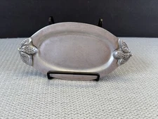 Holland Boone Polished Pewter Fruit Oval Tray Vintage Small Matte Finish Decor