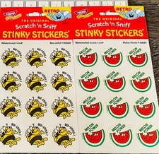 Scratch n Sniff RETRO STINKY STICKERS, HONEY BEE & WATERMELON Power, Trend Lot