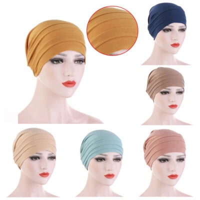 Élastique Turban Hijab Chapeau Intérieur Musulman Chapeau Solide Beanie Sans HOT - Photo 1/4
