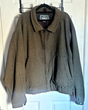 VTG Woolrich USA Made Wool Bomber Jacket XL 5360 Green Gray Tweed Lined Zip