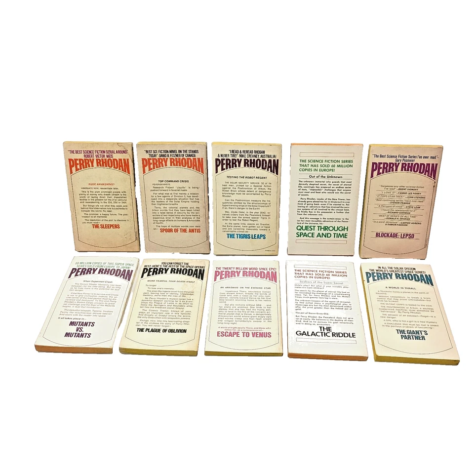 Lot of 10 PERRY RHODAN Sci-Fi Pulp 1970s PB Books 8-9-15-19-28-33-63-79-101-102 - Image 2 of 4