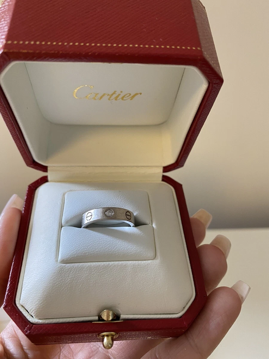 Cartier Love Wedding Band 18K White Gold 1 Diamond Ring Size 48 W Box RRP$3400 | eBay Cartier Love Wedding Band 18K White Gold 1 Diamond Ring Size 48 W Box Rrp$3400 | Ebay
