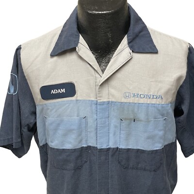 Vtg 80's Red Kap Men Blue Embroidered HONDA Work Wear MECHANIC