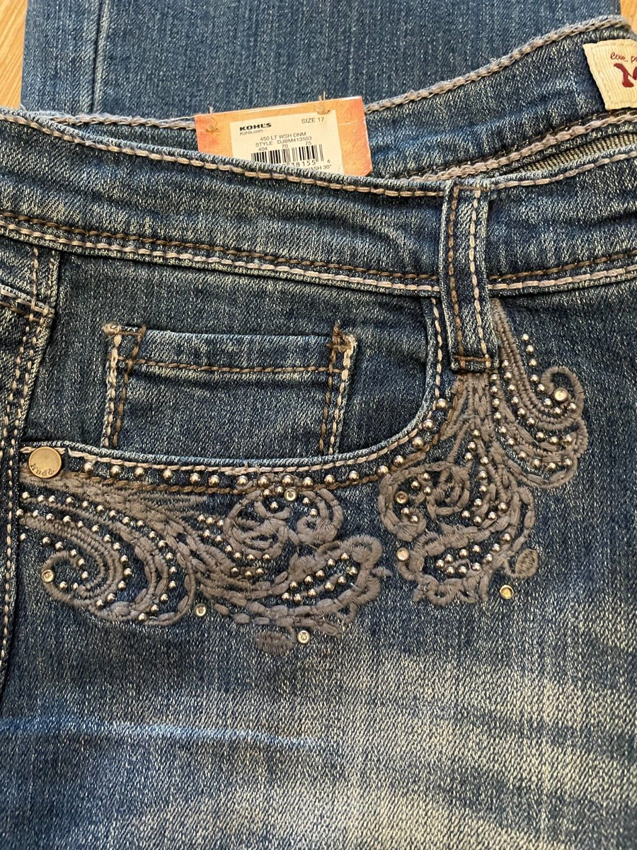 Mudd Juniors Stretch Low Rise Skinny Jeans Studded Pockets Dark