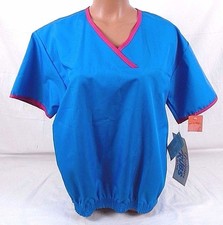 Crest Designer Scrub Top With Elastic at Waist 3224 Blue Size M 296J