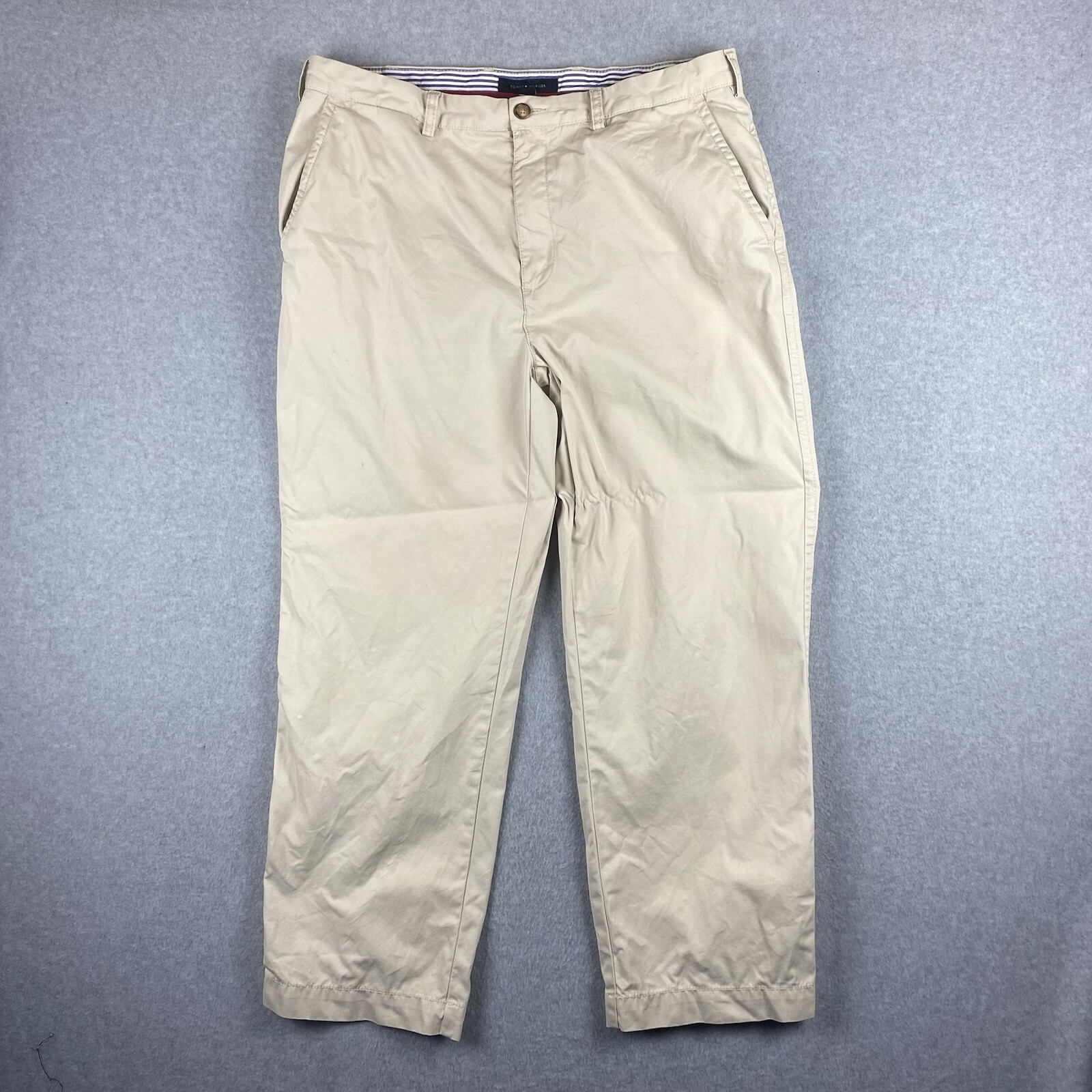 Tommy Hilfiger Mens Relaxed Fit Beige Chino Pants W38 L30 Straight Leg Casual