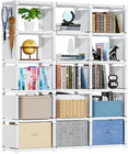 15 Cube Storage Organizer, Tall Bookcase Shelf, White