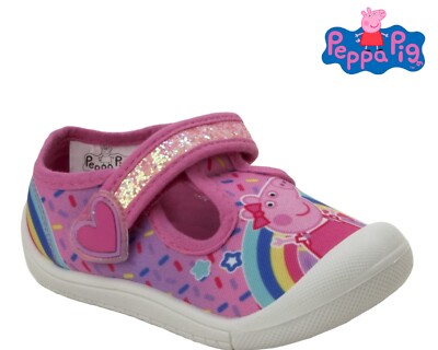MÄDCHEN PEPPA SCHWEIN ROSA GLITZER PUMPS TRAININGS BABY ERSTE SCHRITTE SCHUHE UK GRÖSSE 4-9
