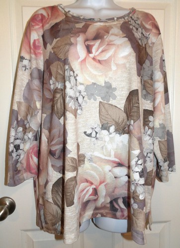 Alfred Dunner Plus Size Shenandoah Valley Texture Crew Neck 3/4 Sleeve
