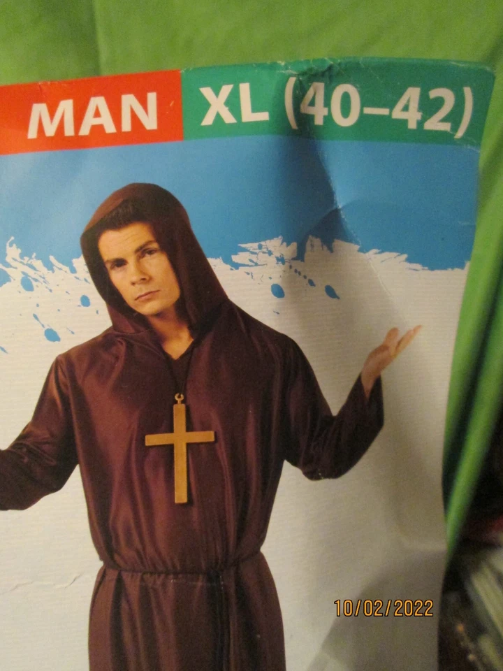 Disfraz Monje Hombre XL (40-42) BONUS Crucifijo Nuevo Envío Rápido Foto 2 de 3