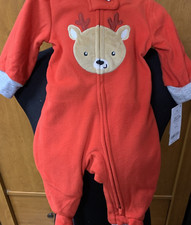 Carter's Baby Reindeer Footed Outfit 3Months 2-Way Zipper NwT