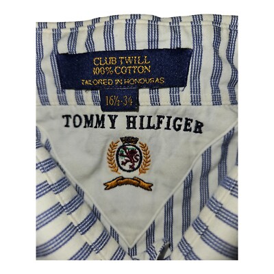 Vintage Tommy Hilfiger Button Up Shirt Men's 16 1/2 34 Club Twill