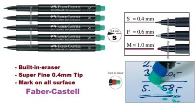 Faber-Castell Multi Mark Fine / Super Fine Tip Permanent Marker CD DVD Wasserdicht