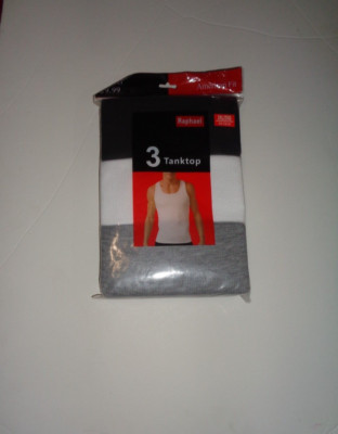 3pk RAPHEAL women's lounge tank top tagless crew neck white black, gray medium