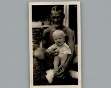 Antique 1940's Dad With 13 1/2 Month Old - Black & White Photography Photo