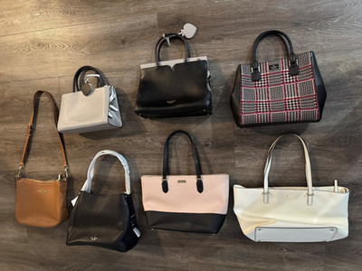 Kate Spade Spencer Satchel plaid white black tan red Purse bag Two tone U Choose