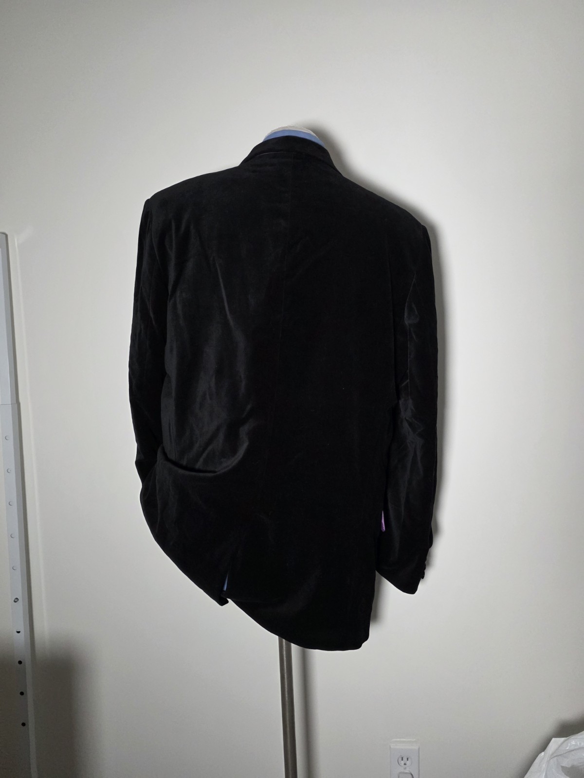 3xl 48L Dragonfly Velvet Black Purple Lining Smoking Blazer sport Coat Jacket image 9