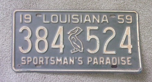 1959 LOUISIANA Pelican License Plate 384-524