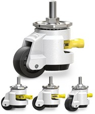 Leveling Stem Casters Set of 4 Heavy Duty Retractable Caster Wheels, 1/2" and...