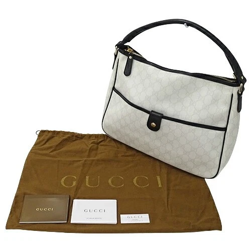 Sac Gucci Femme Marque Épaule Gg Suprême Blanc Noir 189898